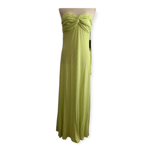 JENNIFER LOPEZ Lime Green with White Stripe Maxi Dress L NWT - Picture 3 of 10
